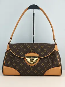 Pre-owned Monogram coated canvas with natural leather trim Shoulder Bags Louis Vuitton Monogram Canvas Beverly MM Bag【FL4008】