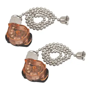 2 count Ceiling Fan Light , E87438 Fan Lamp  with 11" Beaded Pull Chain, ON-Off, 6A 125VAC, Electrical Pull Chain  for Wall Lamps, Cabinet Light and More