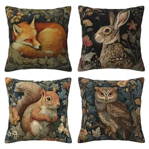 4pc Animal Pillow Covers Set, Soft Printed Decorative Pillows, Farmhouse Home Decoration, Living Room Sofa Cushions, All Seasons