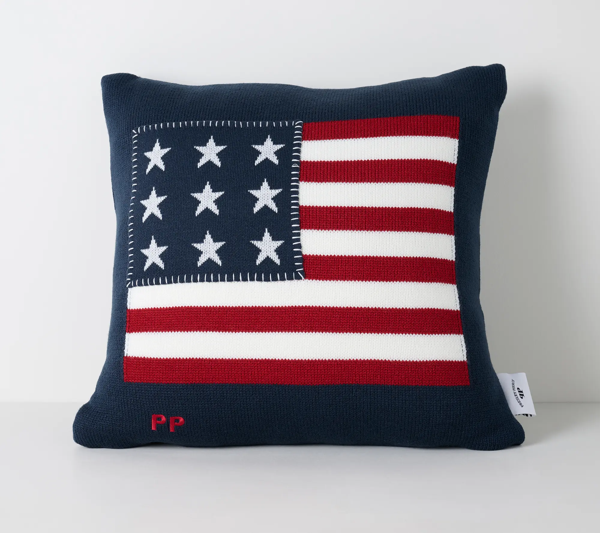 Presley Pierce 20"x20" Intarsia Knit Americana Flag Pillow