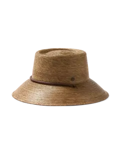 Leon Straw Bucket Hat in Toast - 100% Tripilla Palm Straw, Telescope Boater Crown, Waxed Cotton Drawcord, Customizable Fit, Stylish & Casual Hat