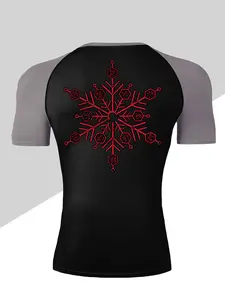 Men's Dragon Print Compression T-Shirt, Athletic Compression Shirts, Quick-Dry Breathable Stretch Fabric, Tight-Fitting Short Sleeve Top for Fitness and Outdoor Activities