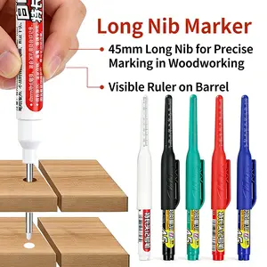 Deep Hole Marker, 45mm Long Nib Deep Marker Pen, Thin Nose Paint Marker for Hard-to-Reach Spots, Drilling Marks, Automotive & Construction Supplies