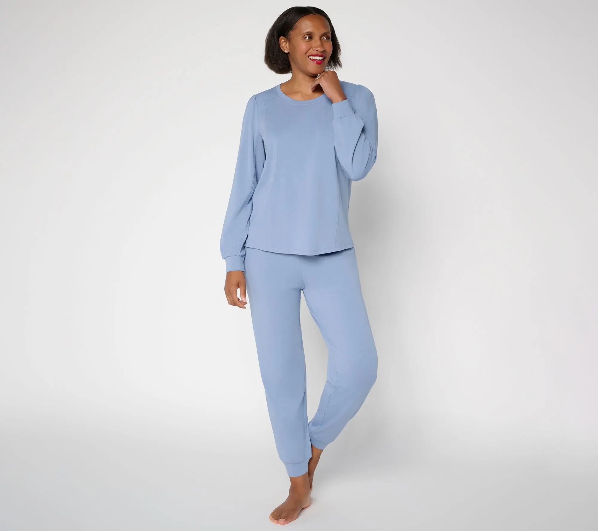 AnyBody Petite Cozy Knit French Terry  & Jogger Set
