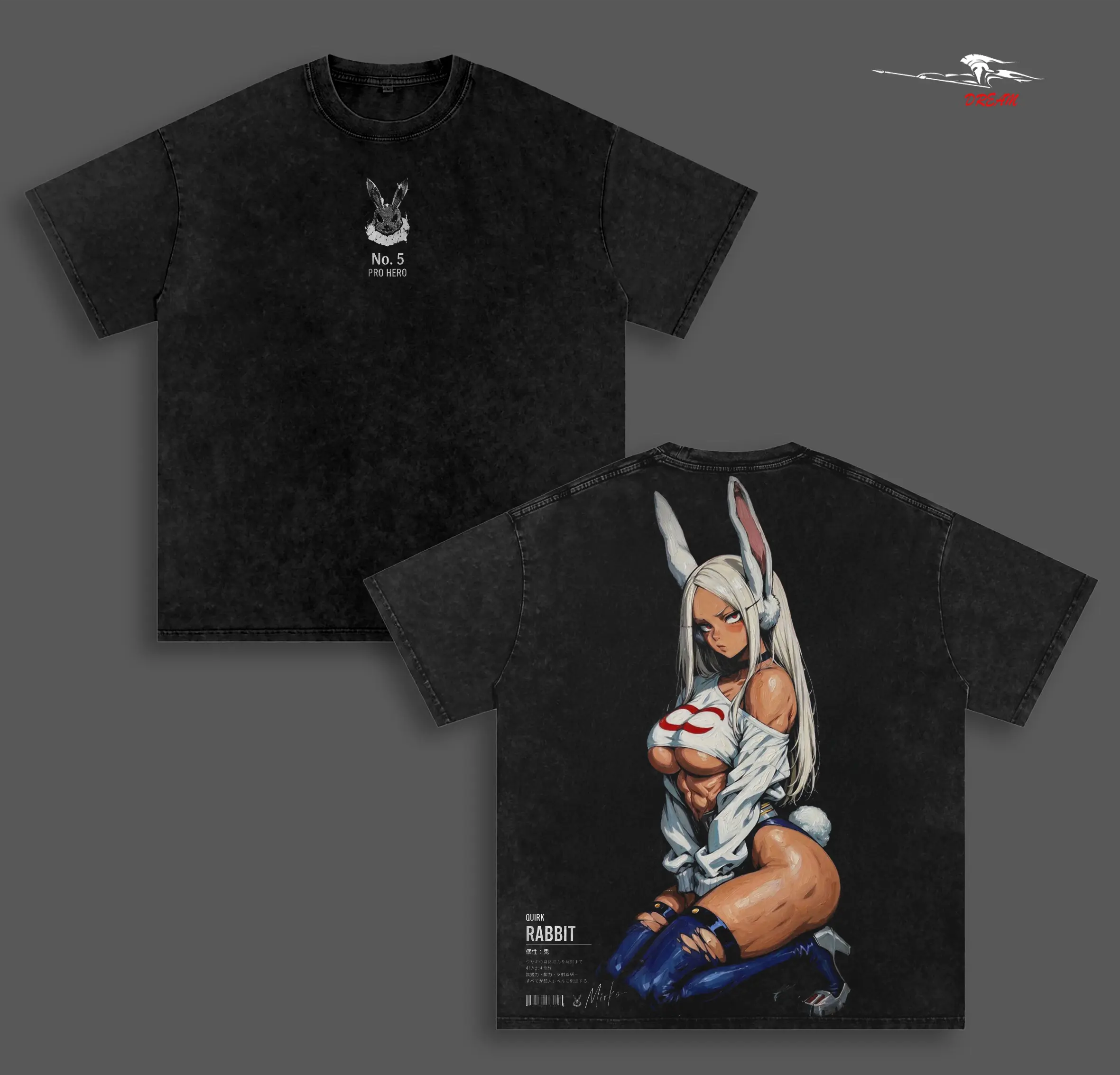 My Hero Academia Anime Double Printed Vintage Washed Tee Unisex Oversize Heavyweight Cotton T-shirt for Anime Fans and Lovers