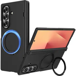 for Samsung Galaxy Z Fold 7 Case with Stand [Hinge Protection] [Screen Protector]Wireless Charging, Galaxy Z Fold 7 Phone Case with Ring Kickstand, Shockproof Rugged Protective Cover, Anti-fingerprint