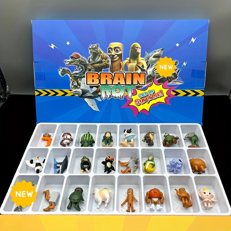 24pcs Italian Brainrot Character Set, Tungtungtung Sahur Collectible Figurines, Unique Animal & Monster Statues, Party Game Decorations, Collectible Figures