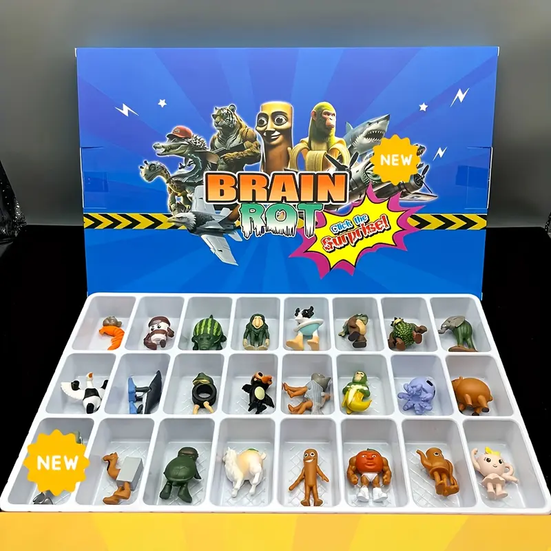 24pcs Italian Brainrot Character Set, Tungtungtung Sahur Collectible Figurines, Unique Animal & Monster Statues, Party Game Decorations, Collectible Figures