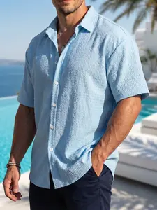 KZZ New Summer Short-Sleeve Shirts for Men - Tropical Casual Style, Relaxed Fit, Ideal for Warm Weather, Menswear Essentials - Top