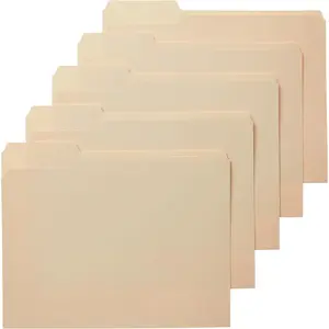 File Folders with Tabs for Filing 1/3-Cut Tab Assorted Positions Letter Size Manila Pack of 100 Office Supplies Eco-Friendly & Durable 11-point Stock 10% Recycled Fiber OrganizeYourLife OfficeEssentials BackToSchool