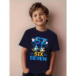 6-7 Funny Meme T-Shirt, Casual Short Sleeve Tee, Round Neck, Perfect for Daily Wear and Christmas Gifts, 67" Six Seven