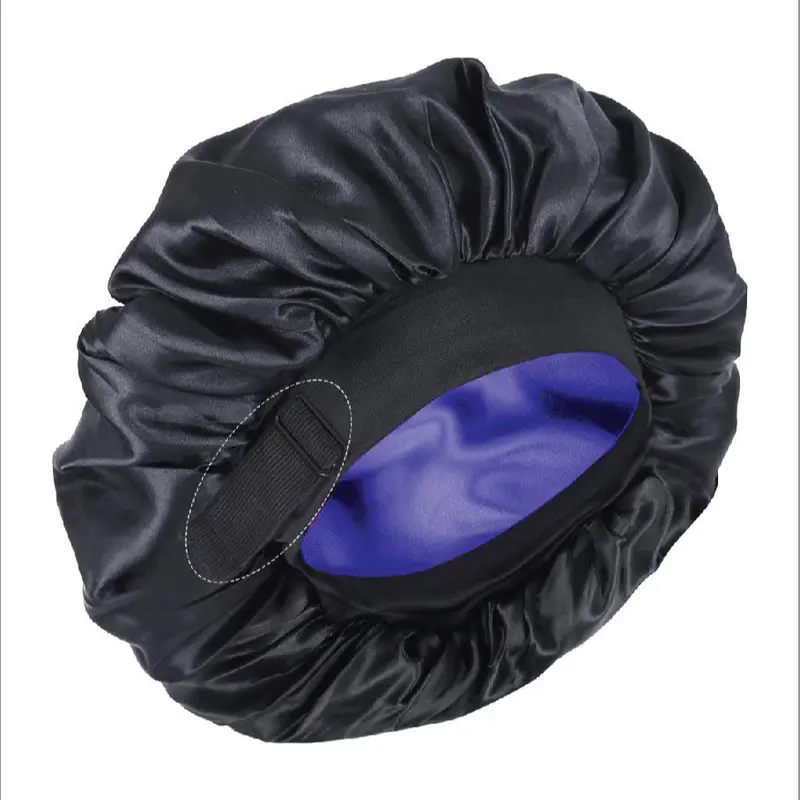 Unisex Double-Layered Silky Satin Sleep Hair Bonnet Hat with Adjustable Elastic Strap, Durable Haircare Essential for Moisture Lock, Pillow Safe Fit & Stain Prevention, Hand Washable