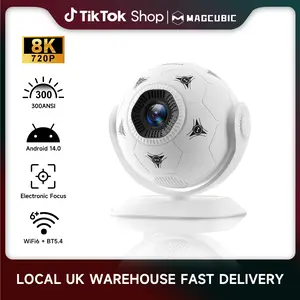 Magcubic 2026 Soccer-Themed Mini Projector, Portable Projector With WiFi 6 and Bluetooth 5.4, 8K Support, Auto Keystone, 180° Rotatable, Android 14 Smart Projector For Movie Home Theater HY300F Summervibes Football