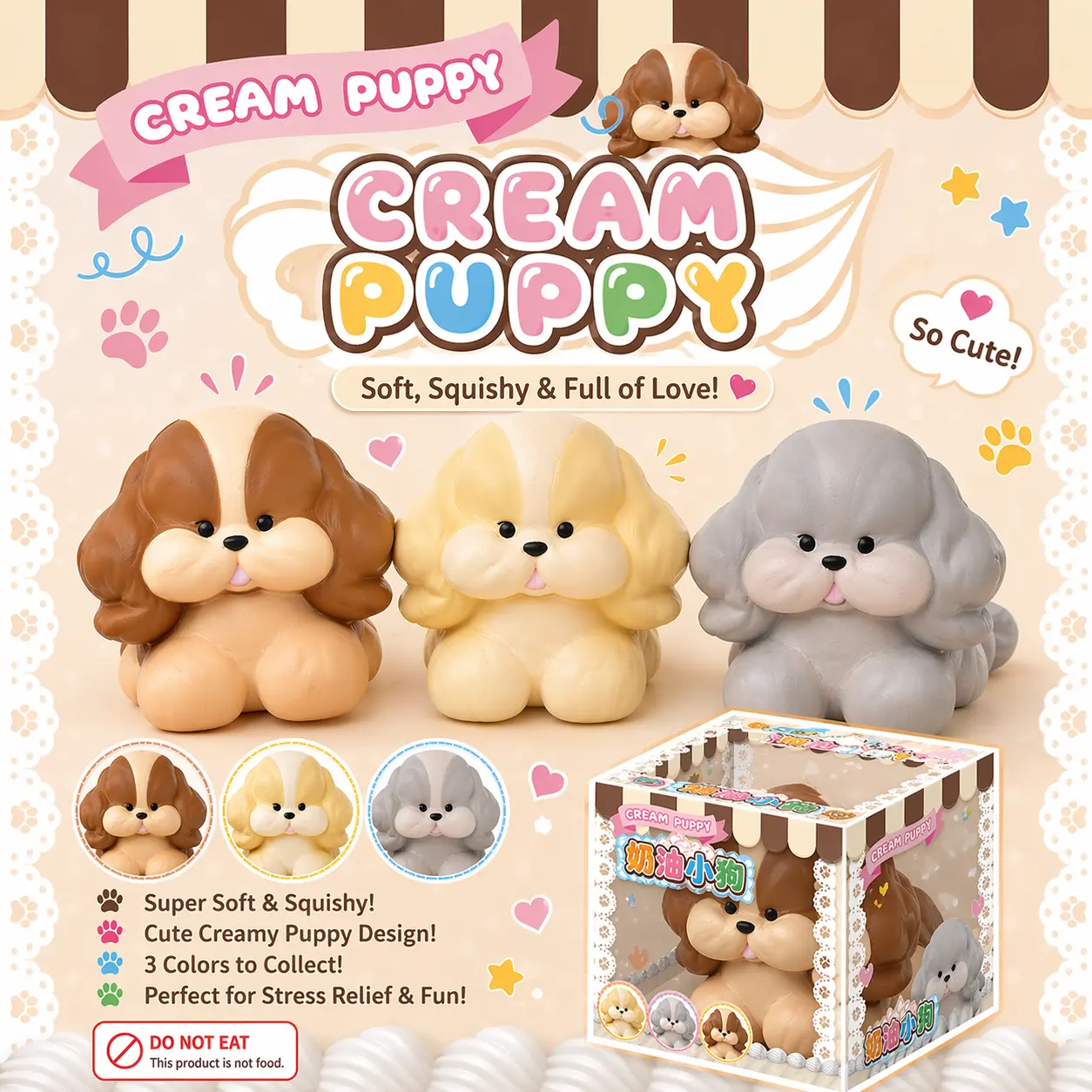 Slow Rising Squishy Toy, Creamy Puppy Stress Relief Toy for Kids