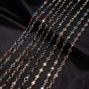 Fashion Colorful Crystal Beads Sunglasses Chains for Women Girls Luxury Metal Handmade Eyeglass Mask Lanyard Jewelry Accessories