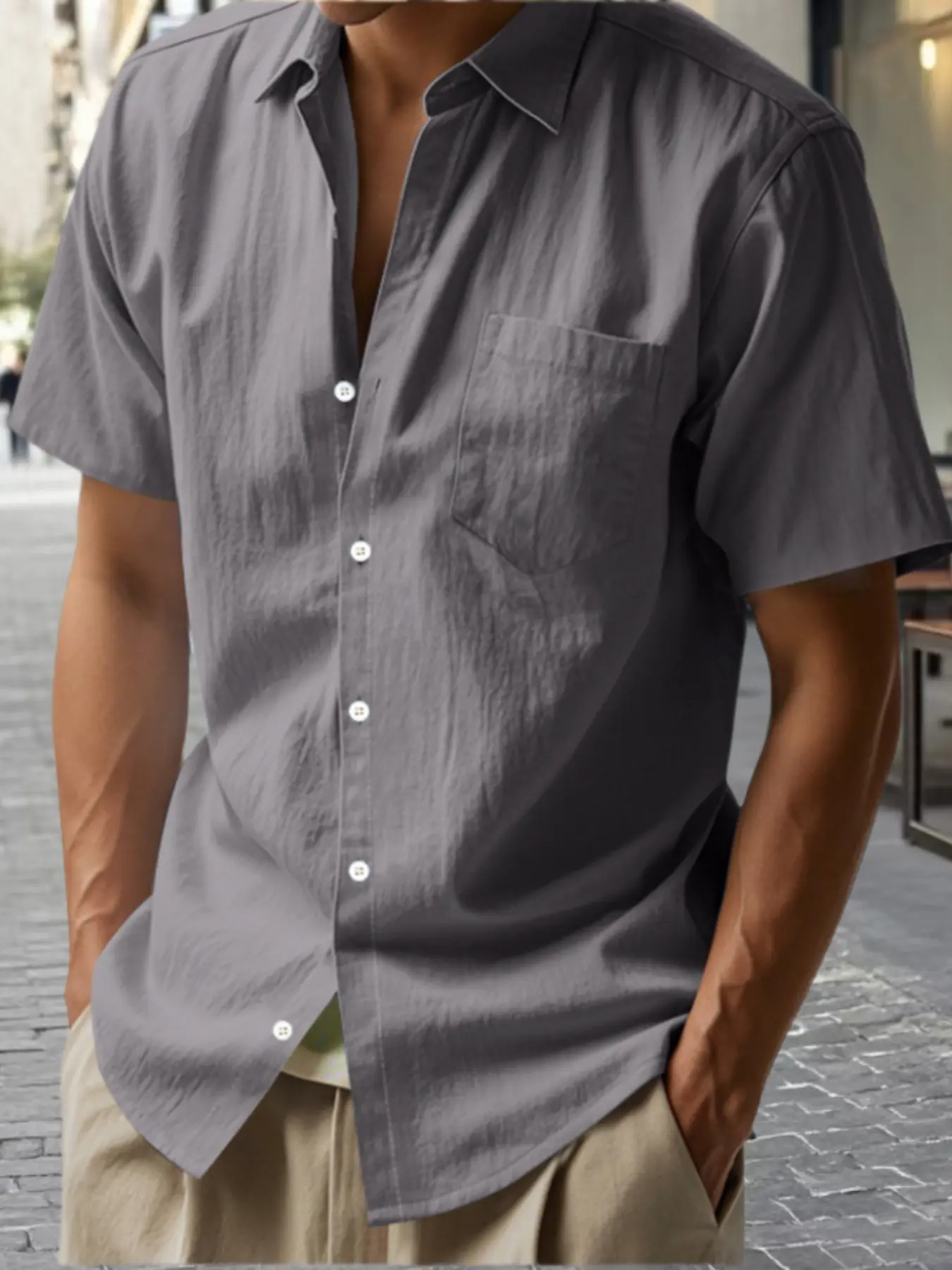 Men's linen short-sleeved Classic casual Collared shirt, suitable for beach, summer and wedding occasions; it is the perfect gift for yourself, your boyfriend, father, husband or friends. Enjoy your leisure time during your vacation and relax your mind