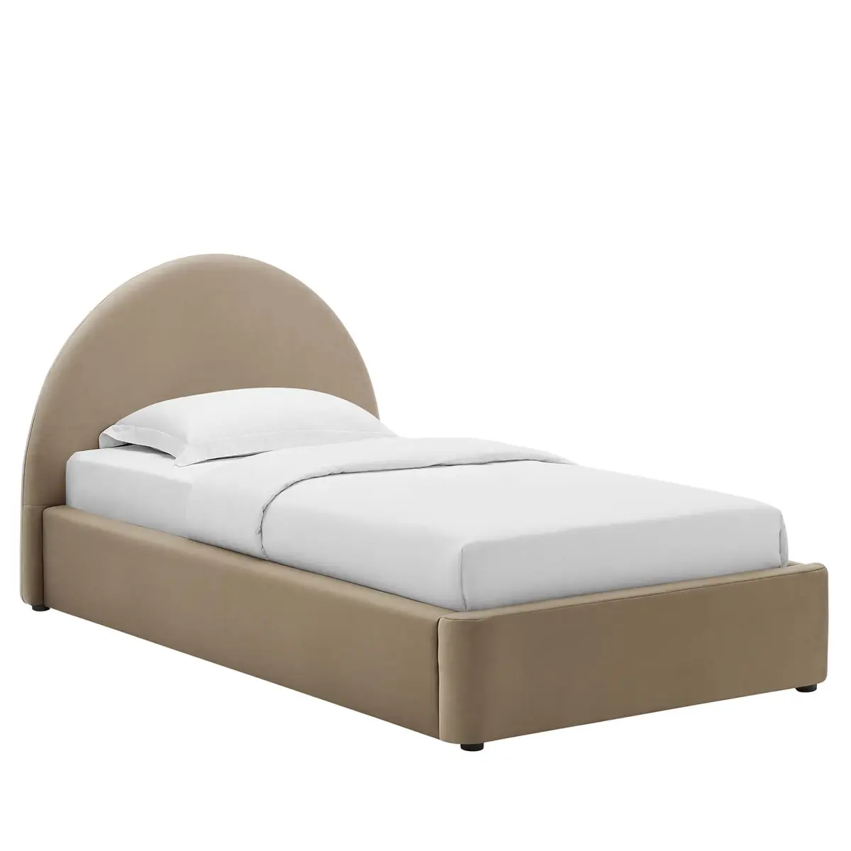 Modway Furniture MOD-7129-TAU Resort Performance Velvet Arched Round Platform Bed, Taupe - Twin Size
