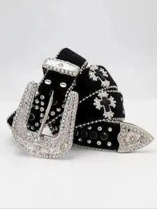 2026 Easter Y2k Rhinestone Decor Belt, Wide Waistband for Party, Designer Belts, Country Rivet Full Rhinestone Men & Women Accessories for Daily Clothing Decor, Belts for Women