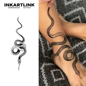 INKARTLINK Tattoo Tech, 2 Sheets Large Semi Permanent Tattoo, Adult Art Design Temporary Tattoos, Lasts 1-2 Weeks, Waterproof, Realistic Look, No Adhesive, No Reflection (Snake Design)