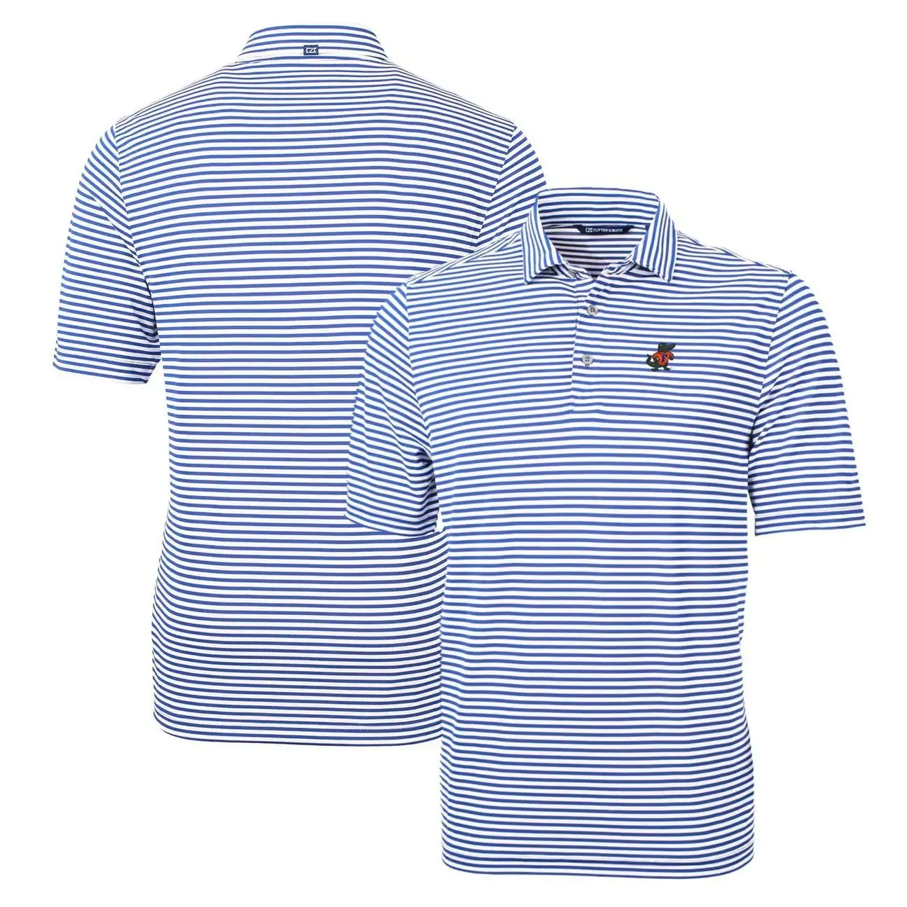 Florida Gators Cutter & Buck Throwback Logo Virtue Eco Pique Stripe Recycled Polo - Blue