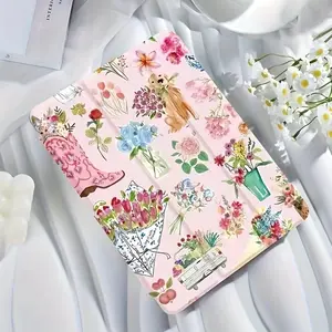 Creative colorful flower and puppy pattern, with adjustable stand and pen slot, foldable non-slip TPU protective case, suitable for Samsung, iPad mini, iPad Air, iPad Pro/iPad 10th generation, 11th generation and other iPad models.