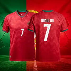 2026 Home Short Sleeve 7# Ronaldo Soccer Jersey Red Football Jersey Quick Drying