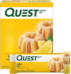 Quest Nutrition Lemon Cake Protein Bars, High Protein, Low Carb, Gluten Free, Keto Friendly, 4 Count Snack Flavor