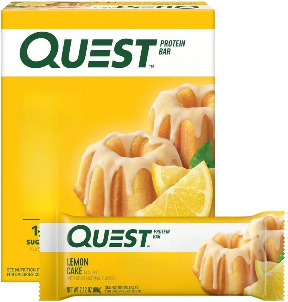 Quest Nutrition Lemon Cake Protein Bars, High Protein, Low Carb, Gluten Free, Keto Friendly, 4 Count Snack Flavor