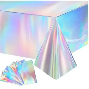 Disposable Tablecloth Thickened Color Laser Party Aluminum Film Rainbow Birthday Party Decoration Tablecloth Wholesale