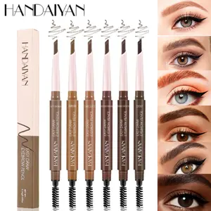 6-Color Ultra-Fine Eyebrow Pencil by HANDAIYAN - Dual-Ended Waterproof, 3D Natural Brows with Spiral Brush for Casual Meetups & Holiday Parties