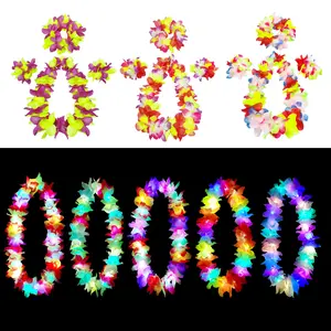 Hawaiian Flower Ring Sports Meet Performance Area Award Neck Ring Colorful Luminous Flower Ring Nightclub Hula Chest Ring Props