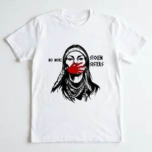 No More Stolen Sisters MMIW Shirt Native American Indigenous Women Awareness Red Handprint Graphic Shirt Native American Support MMIWG Movement Graphic Tee