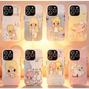 Dreamy INS Soft Healing Autumn Girl  Cute Minimalist Phone Case For IPhone 17 16 15 14 13 12 11 Pro Max, Cute Kawaii Gentle Illustration Aesthetic Tough Case, Cozy Healing Art Gift For Her Him