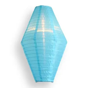 Baby Blue Diamond Unique Shaped Shimmering Nylon Lantern, 12-inch x 19-inch