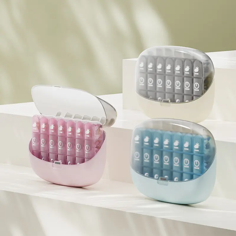 7 Day Weekly Pill Organizer 21 Compartments, 3 Times A Day Portable Travel Pill Box, Removable AM NOON EVE Medicine Container for Vitamins, Supplements, Medication