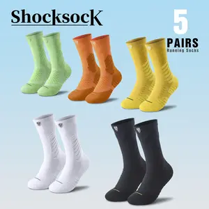 Of Unisex Sports Mid - Calf Crew Socks, Arch Support, Performance Socks Are For Outdoor Training, Such As Running, Playing Basketball, Cycling And Climbing, Moisture - Wicking, Anti - Slip And Shock Absorption, Black And White, Cotton Socks Sportswear