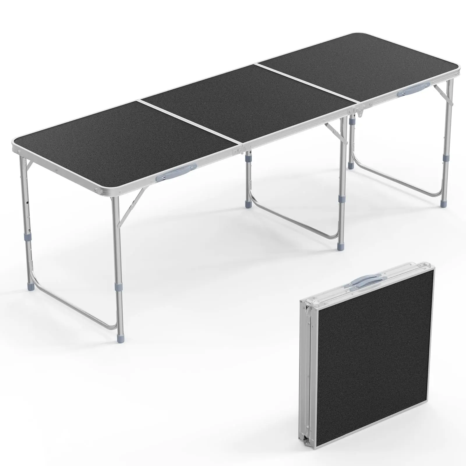 GEEKHOM 6ft Folding Camping Table with Carry Handle,Portable Utility Table Multipurpose for Party Picnic Tailgating Outdoor Patio Garden Indoor Kitchen