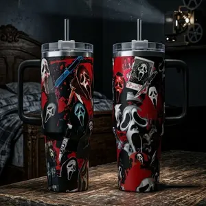 Scream Ghostface Horror Tumbler 40oz 20oz Bloody Scary Movie Cup 40 oz Tumbler With Handle, Tumbler 20oz No Handle, Gifts For Horror Fans