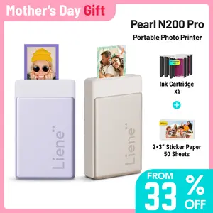 Liene Pearl N200 Pro Portable Photo Printer, Instant Mini Picture Printer for iPhone Smartphone, Thermal Dye Sublimation, Bluetooth Sticker Printer 50 Sheets 2x3 Adhesive Paper & 5 Cartridges, Giftideas, outdoor fun, SummerVibes, pet lovers, Mother's Day