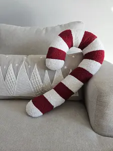 Candy Cane Accent Pillow, Christmas Decor, The Whimsy Home, Faux Fur, Plush, Soft, Throw Pillow