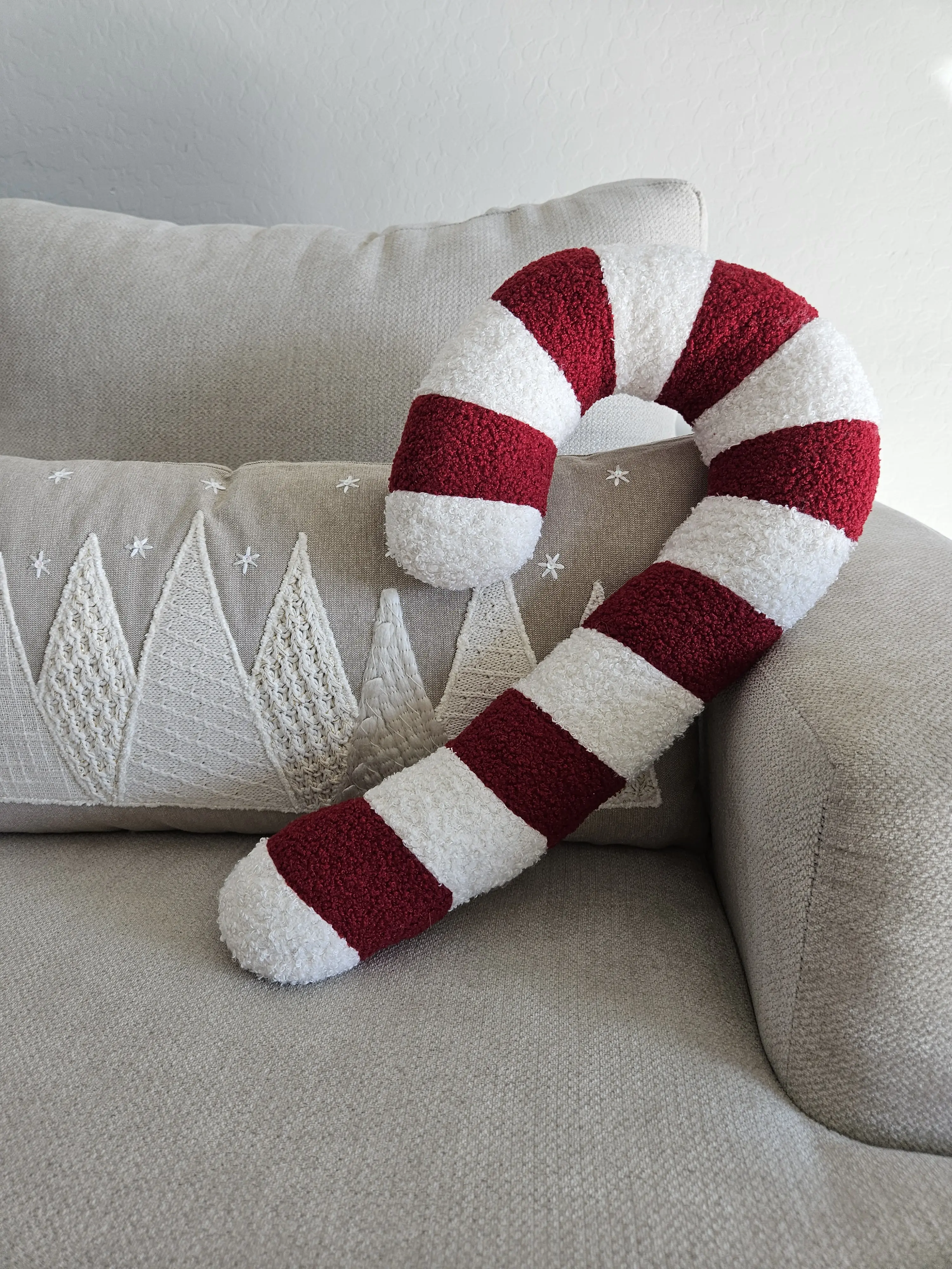Candy Cane Accent Pillow, Christmas Decor, The Whimsy Home, Faux Fur, Plush, Soft, Throw Pillow