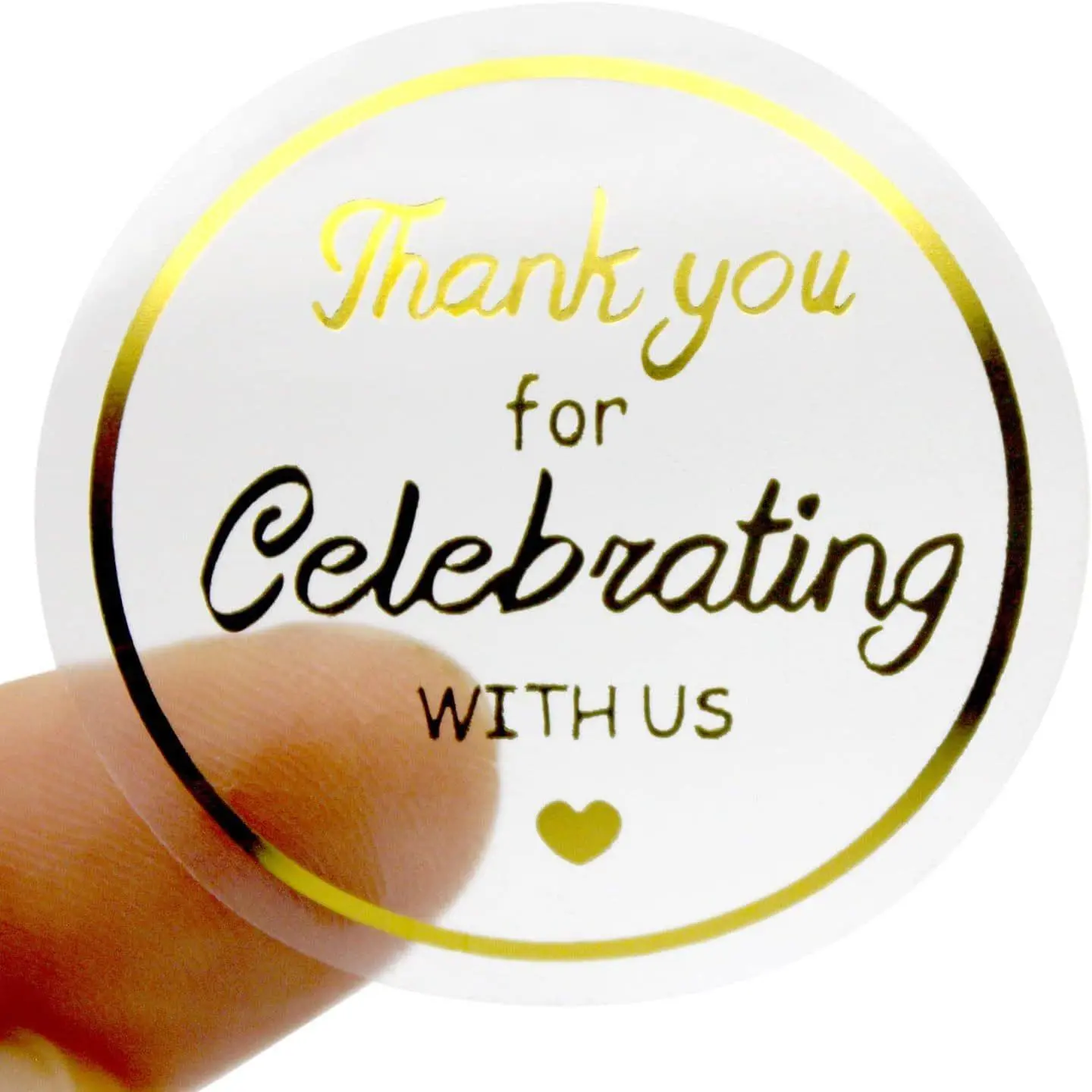 Round Thank You for Celebrating with Us Letter Pattern Sticker, 500pcs/roll Self Adhesive Decorative Decals, Decorative Sticker for Gift Wrapping, Gift Bags, Greeting Cards, Self Adhesive Stickers, Stickers Included, Sticker Packs