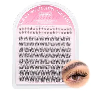 JIMIRE Venus Lash Clusters with Bottom Lashes Natural Look Wispy 10-16MM Eyelash Clusters D-Curly Cluster Eyelash Extensions 112Pcs DIY Lash Extension Invisible Band Lashes Clusters