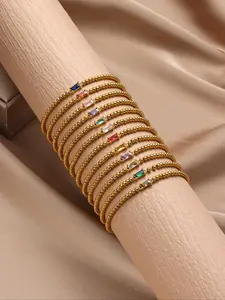 Women's Elegant Colorful Birthstone Design Bracelet, Fashion Jewelry for Party, Daily Clothing Decor, Trendy All-match & Exquisite Jewelry for Birthday Gift, Stackable Bracelets