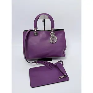 Pre-owned Dior leather Shoulder Bags Christian Diorissimo Tote Shoulder Bag Purple ZS125CD