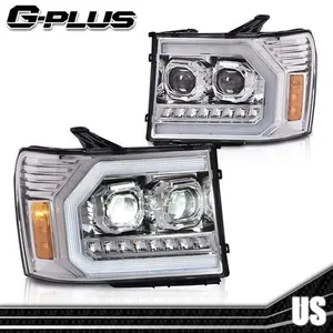 LED DRL Projector Chrome Headlight Fit For 07-2013 GMC Sierra 1500 2500HD 3500HD