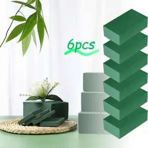 Pack Of 6 Floral Foam Blocks - Wet & Dry Use, Stable Stem Fixing, Natural Texture Filler for Bouquets & Centerpieces, Ideal for Home & Professional Flower Arrangements, Bouquet Stabilization Durable Foam Blocks