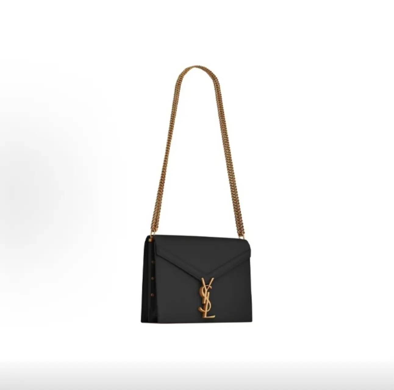 Pre-owned Yves Saint Laurent SAINT LAURENT YSL Cassandra Series Black and Gold Chain Envelope Crossbody Shoulder Bag