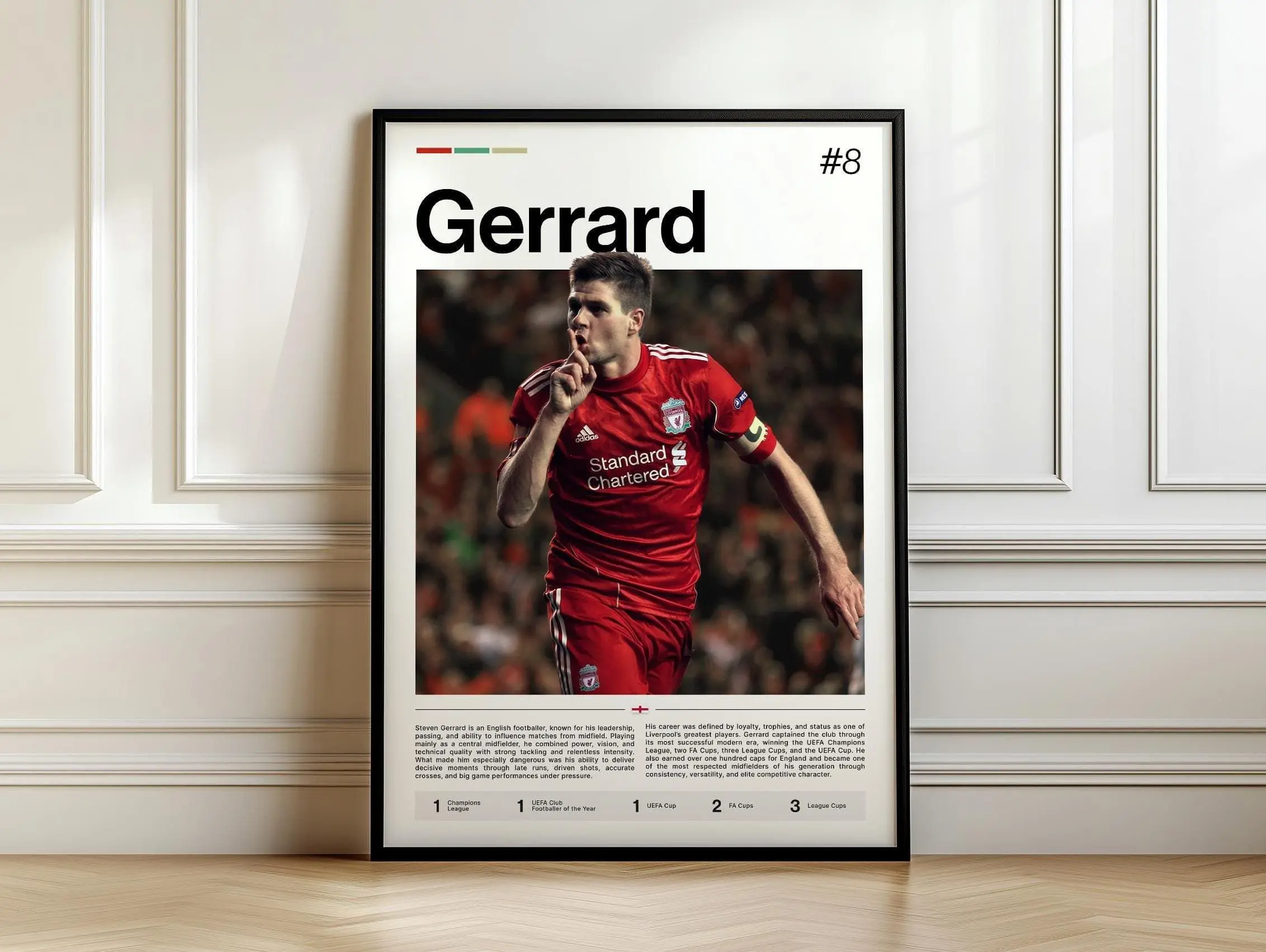 Steven Gerrard Poster, Football Art Print, Sports Wall Decor, Football Legend