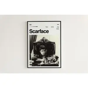 Scarface Movie Poster, Vintage Retro Art Print, Scarface Wall Decor. Artistic Ornaments Artwork Decoration Room Photo